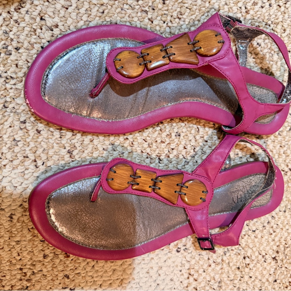 Kathy Van Zeeland Pink and Silver Sandals